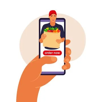 Online delivery service concept. E-commerce concept. Online food order infogr Stock Illustration