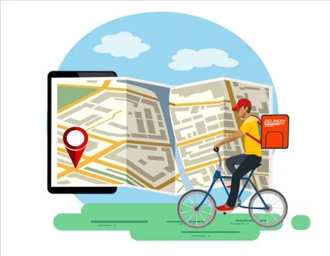 Online delivery service concept, order tracking, Stock Illustration