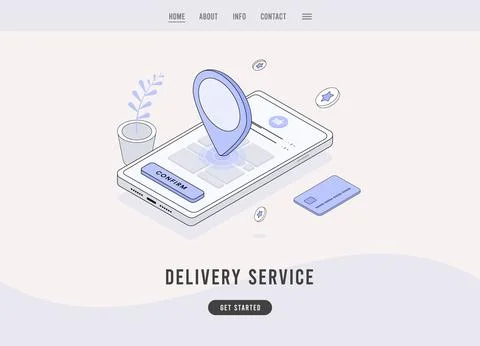 Online delivery service e-commerce concept. Smartphone with delivery order Stock Illustration