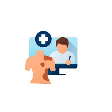 Online dermatology flat icon Stock Illustration