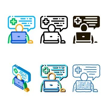 Online diagnosis icon stylized vector outline Stock Illustration