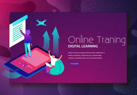 Online digital learning landing web page template 스톡 일러스트