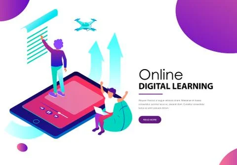 Online digital learning landing web page template Stockillustratie