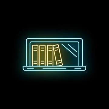 Online digital library learning education glowing neon icon Stock Illustration