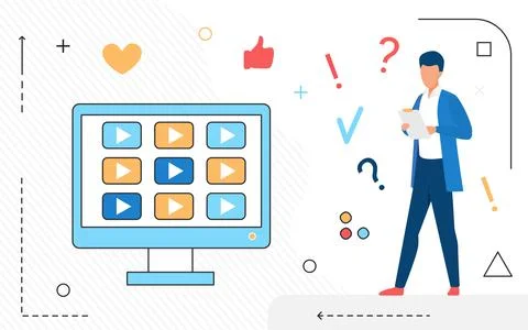 Online digital screen computer video materials library Stock Illustration