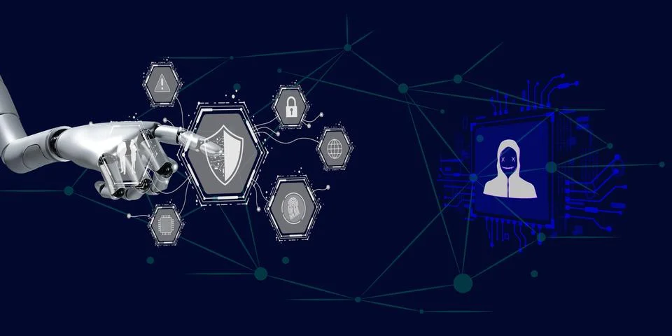 Online digitial communication using AI design aiglorithm prevent computer c.. イラスト素材
