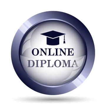 Online diploma icon. Internet button on white background.. イラスト素材