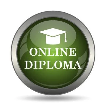 Online diploma icon. Internet button on white background. . Stockillustratie