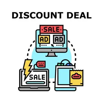 Online discount deal e commerce shopping concept vector Stock Illustration