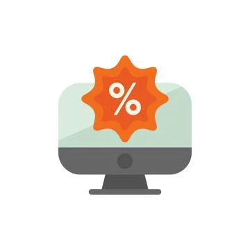 Online discount shopping computer screen showing percentage sign icon Stockillustratie