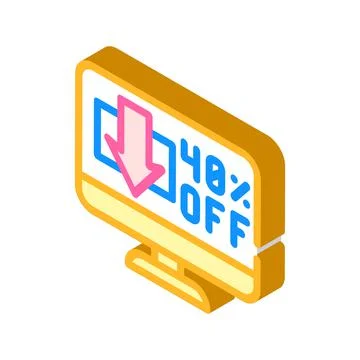 Online discounts isometric icon vector illustration 스톡 일러스트