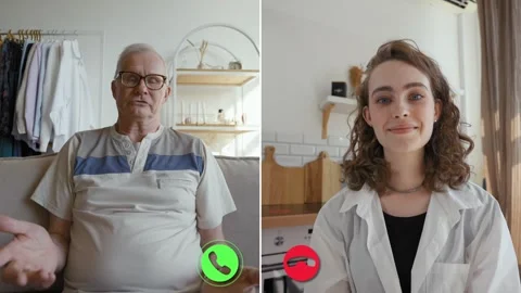 Online discussion between two professionals on a video call Stock Footage 305518739