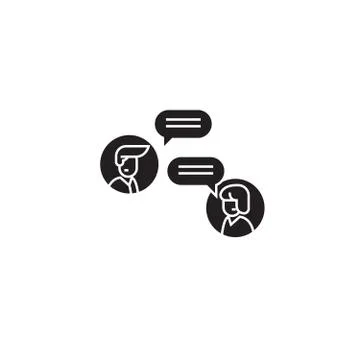 Online discussion black vector concept icon. Online discussion flat illustration Stock Illustration