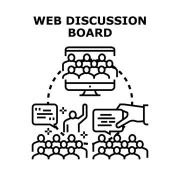 Online discussion board concept connecting virtual and real participants Stock Illustration