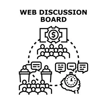 Online discussion board platform developing engagement strategy Ilustración de archivo