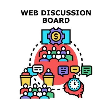 Online discussion board platform developing engagement strategy Ilustración de archivo