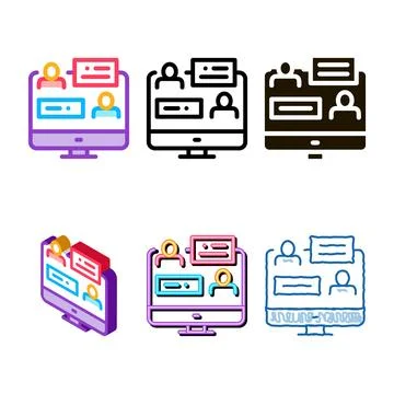 Online discussion icon vector diversity outline Stock Illustration