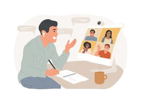 Online discussion isolated cartoon vector illustrations. Ilustración de archivo