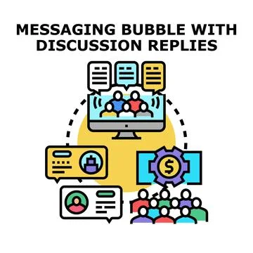 Online discussion messaging chat concept with video conference Ilustración de archivo