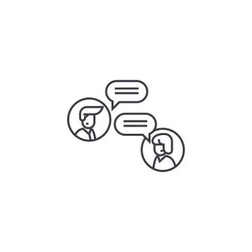 Online discussion vector line icon, sign, illustration on background, editable 스톡 일러스트