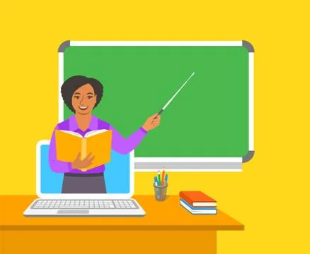 Online distance education by computer flat concept Stock-Illustration