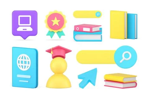 Online distance education e learning course lesson graduation book reading se イラスト素材