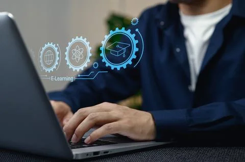 Online Distance Learning Systems with E-Learning Concepts Stock Photos