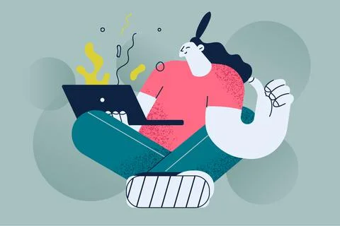 Online distant work, modern technologies concept Stock Illustration