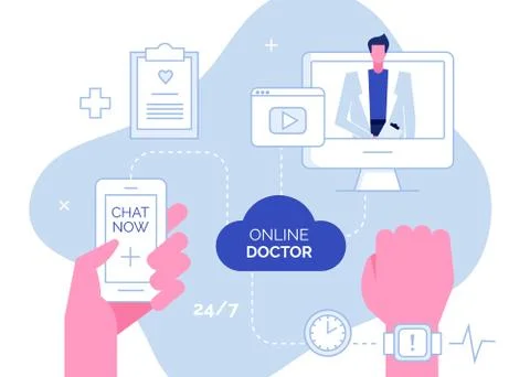 Online Doctor composition Stock Illustration