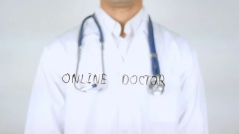 Online Doctor, Doctor Writing on Glass Stock Footage
