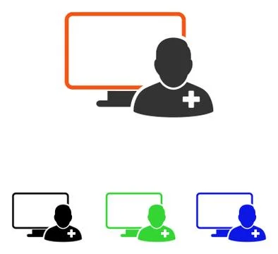 Online Doctor Flat Vector Icon Illustrazione stock