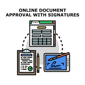 Online document approval with electronic signatures イラスト素材