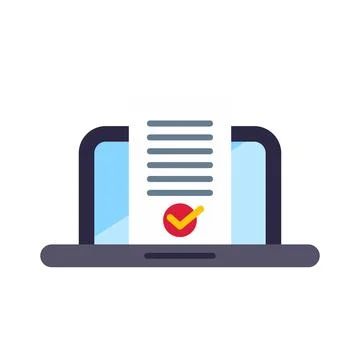 Online document complete concept on laptop screen Stock Illustration