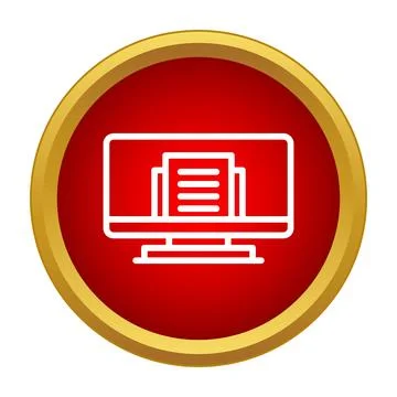 Online document display icon on computer monitor Ilustración de archivo