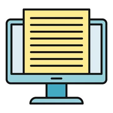 Online document displayed on a computer screen icon Ilustración de archivo