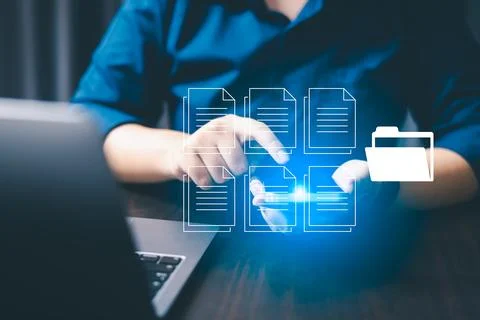 Online document management has become essential for corporate offices, In t.. Stock Photos
