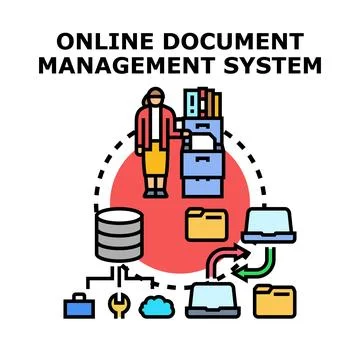 Online document management system for business archiving Stock Illustration