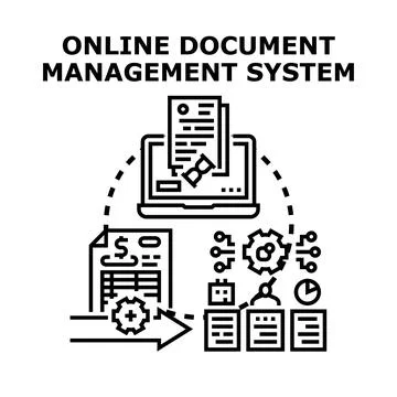 Online document management system digitalizing business operations Stock Illustration