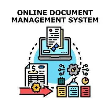 Online document management system digitalizing business operations Stock Illustration