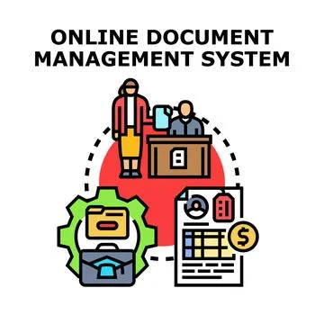 Online document management system processing business data flow Stock Illustration