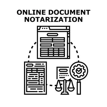 Online document notarization digital legal service concept Stock Illustration