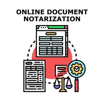 Online document notarization digital legal service concept Stockillustratie