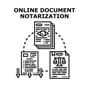 Online document notarization process with legal verification Stock Illustration