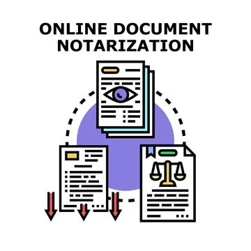 Online document notarization process with legal verification Stock Illustration