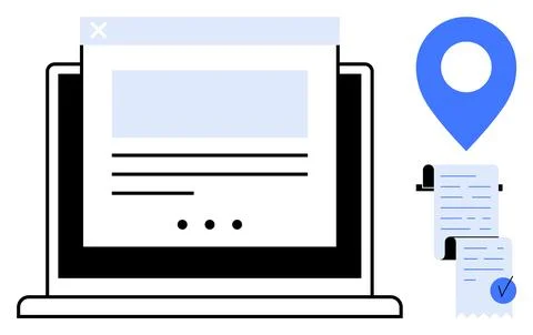 Online Document Processing with Location and Receipt Management Stock Illustration