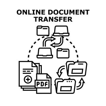 Online document transfer concept for digital information management Stock Illustration