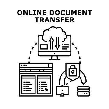 Online document transfer with secure cloud computing Stock Illustration