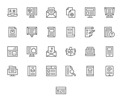Online Document Vector Icon Collection featuring 25 Pixel Optimized 64x64 R.. 스톡 일러스트
