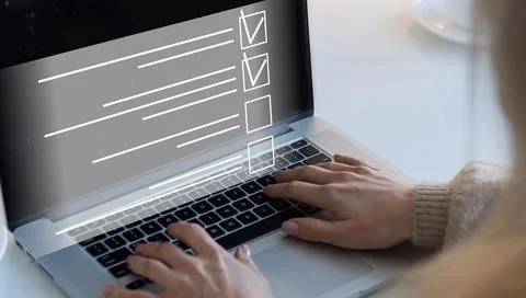 Online documentation database and document management system concept Foto stock