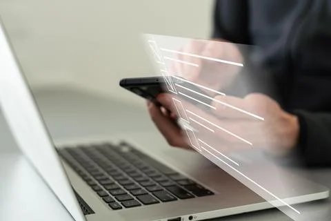 Online documentation database and document management system concept Foto stock
